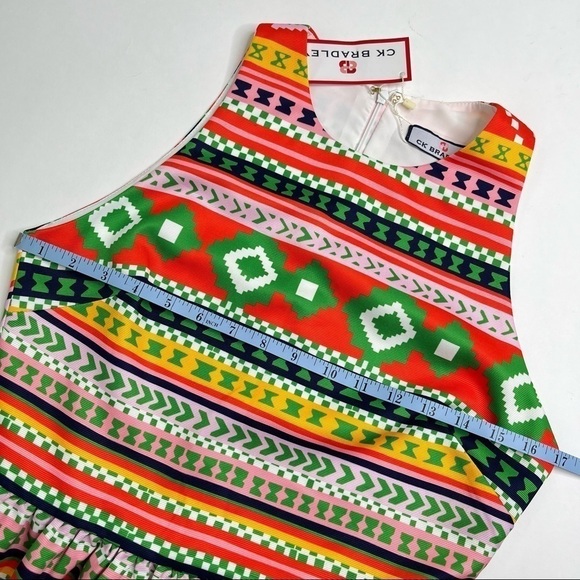 NEW CK Bradley Darden Pockets Egypt Multi Aztec Tie Fit & Flare Cocktail Dress - Picture 15 of 16